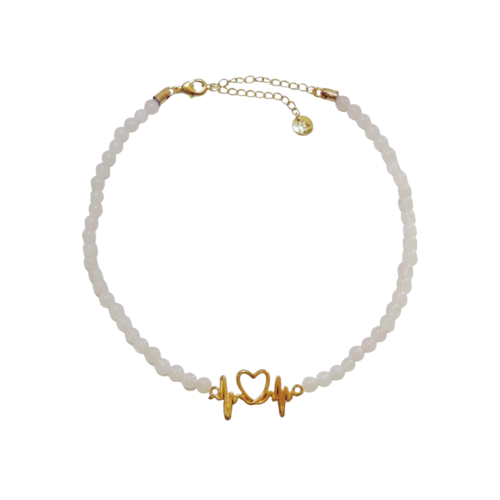 Colar Pulsar - quartzo rosa e banho de ouro