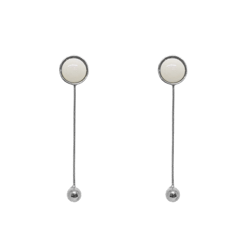 Brinco Luz - resina off white e banho de prata