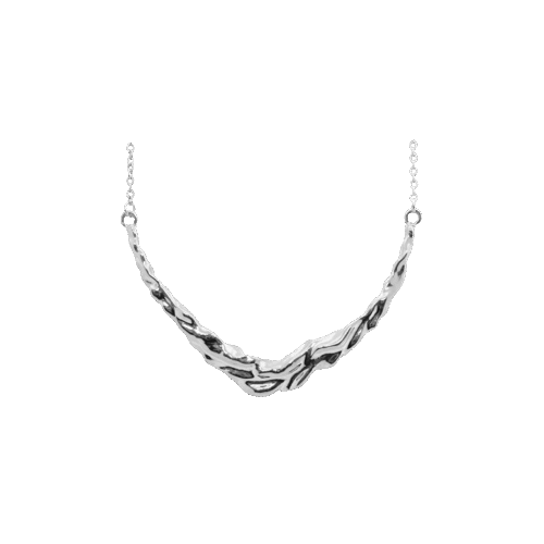 Colar Origem - orgânico e corrente no banho de prata