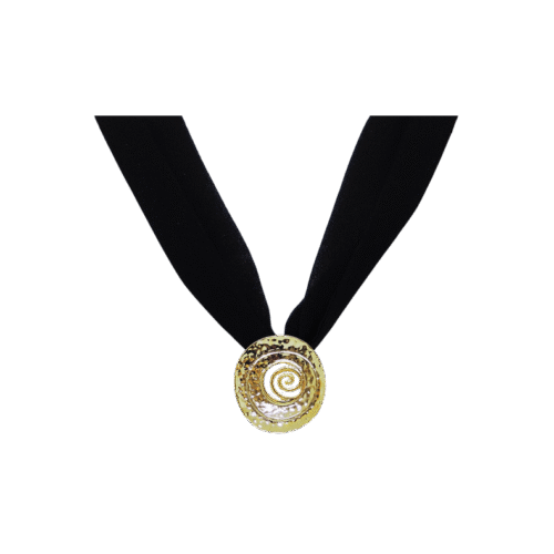 Colar Raízes - lenço preto e banho de ouro