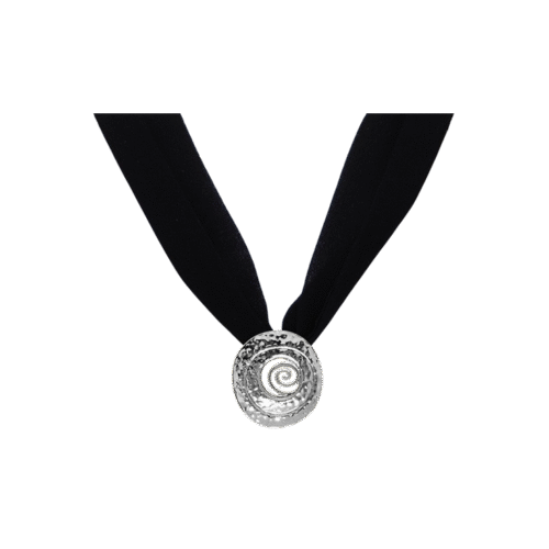 Colar Raízes - lenço preto e banho de prata