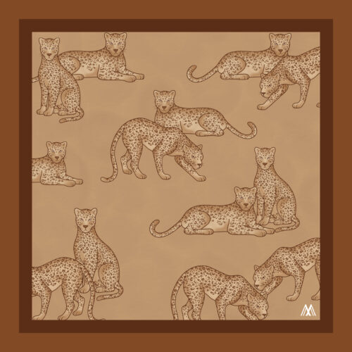 Lenço Boho - estampa guepardo e tons de marrom