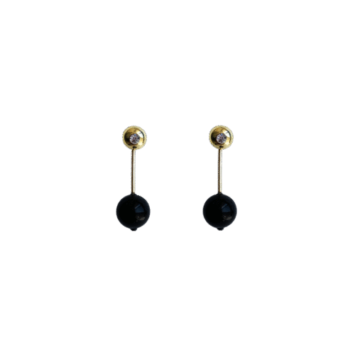 Brinco 4 em 1 - preto e banho de ouro