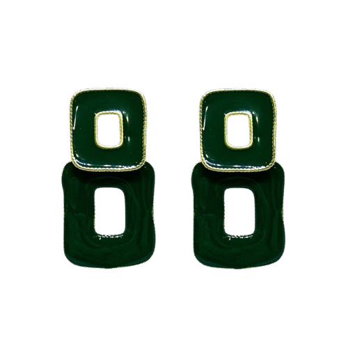 Brinco Mulher - verde militar e banho de ouro