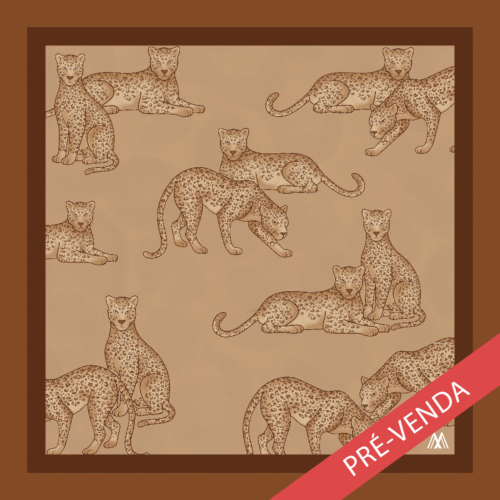 Lenço Boho - estampa guepardo e tons de marrom