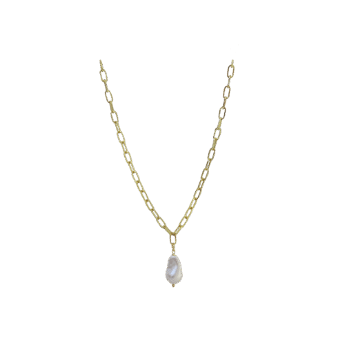 Colar Maré - pérola e corrente no banho de ouro