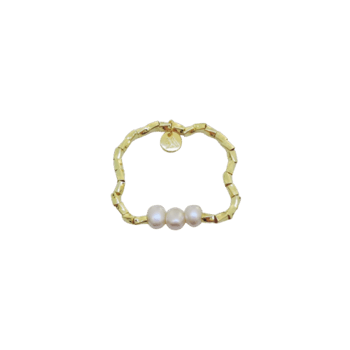 Pulseira Maré - pérola e banho de ouro