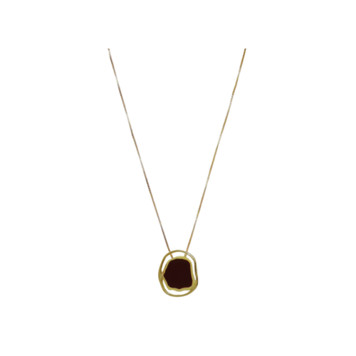 Colar Mulheres - bordô e banho de ouro