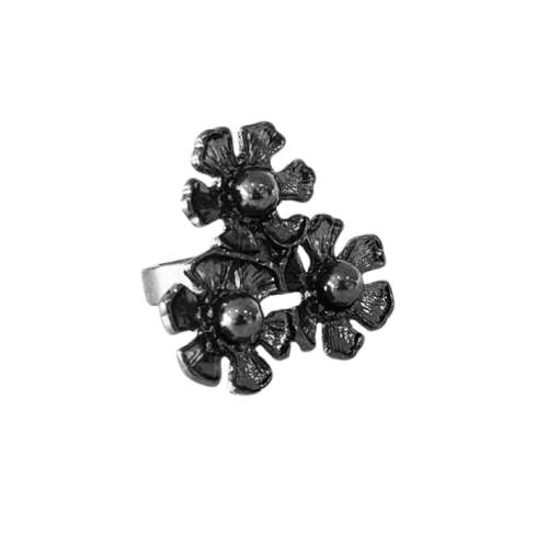 ANEL FLOR ONIX C/ BOLINHA
