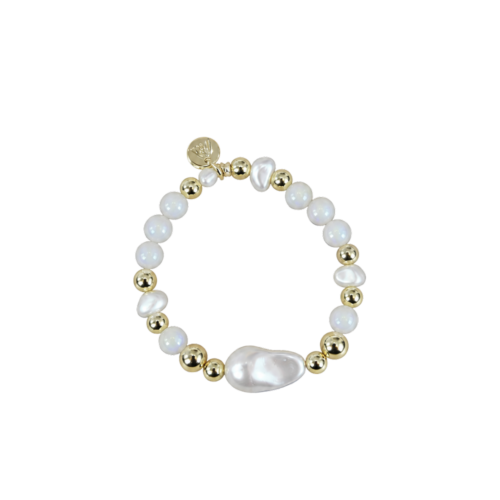 Pulseira Mar - bege e pérola